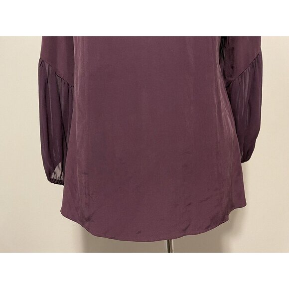 Nanette Lepore Purple Silk Blouse with Bows and Romantic Sleeves, Size 6 - Picture 8 of 9